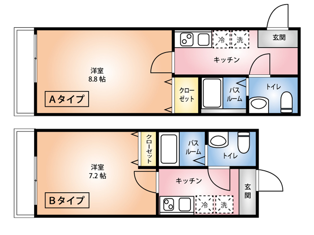 チェリータウン　間取り図（Aタイプ・Bタイプ）