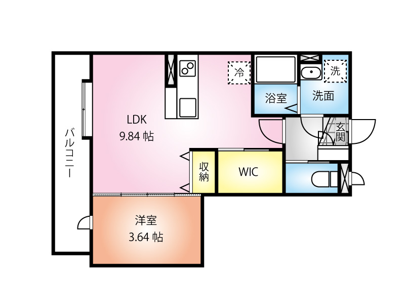 USハイムⅨ　間取り図（34.88㎡）