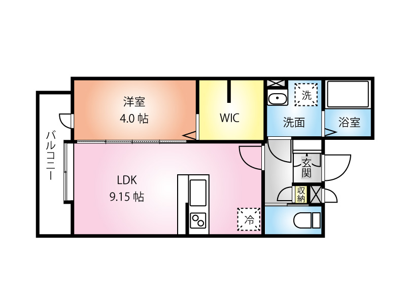 USハイムⅨ　間取り図（35.66㎡）